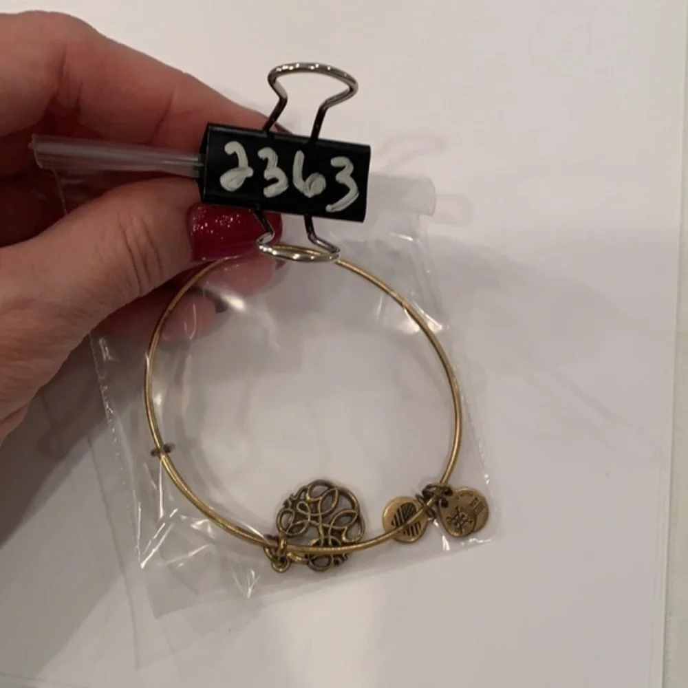Alex and ani gold tone scroll medallion energy